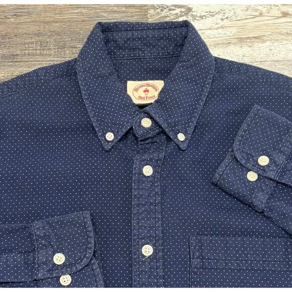 Brooks Brothers Red Fleece‎ Blue Mens Medium Polka Dot Long Sleeve Button Shirt - Picture 1 of 10